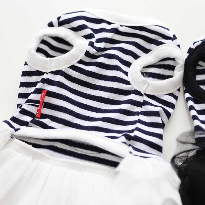 Pet Costume Dress Nautical Striped Top with Tulle Skirt for Dogs And Cats